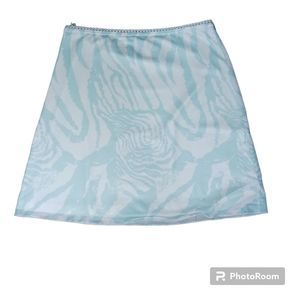Princess‎ Polly Women's 8 Mini Skirt Teal White Zebra Animal Print Side Zip